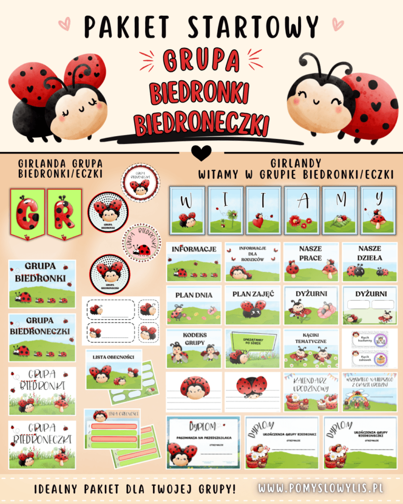 Grupa BIEDRONKI/BIEDRONECZKI - Pakiet startowy z motywem grupy