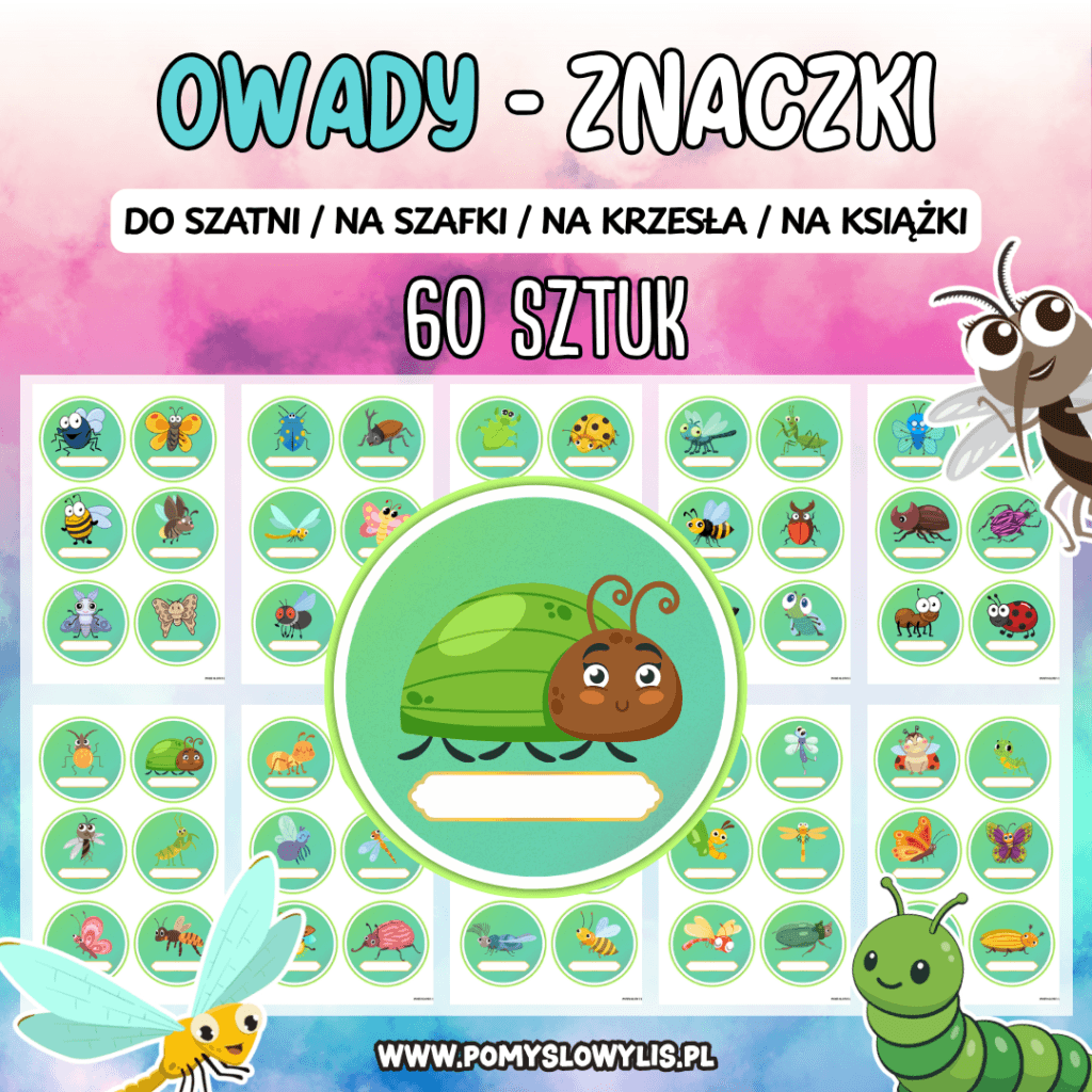 Znaczki do szatni, na szafki i krzesełka - OWADY