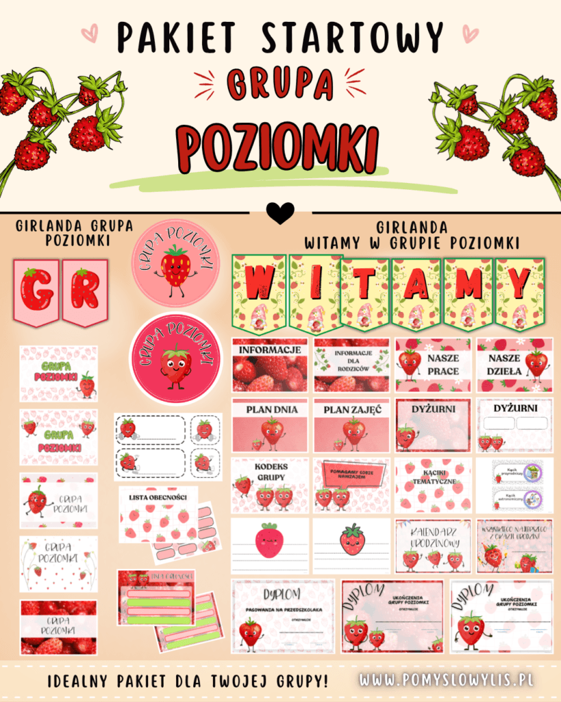Grupa POZIOMKI - Pakiet startowy z motywem grupy