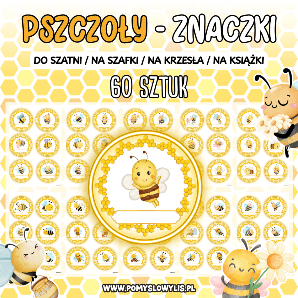 Znaczki do szatni, na szafki i krzesełka - PSZCZOŁY