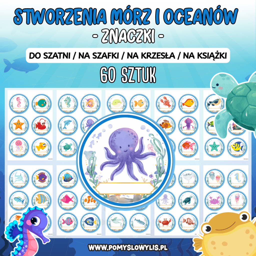Znaczki do szatni, na szafki i krzesełka - STWORZENIA MÓRZ I OCEANÓW