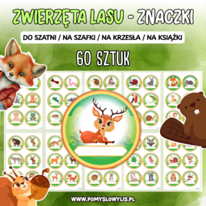 Znaczki do szatni, na szafki i krzesełka - ZWIERZĘTA LASU