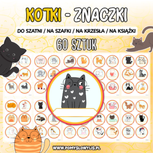 Znaczki do szatni, na szafki i krzesełka - KOTKI