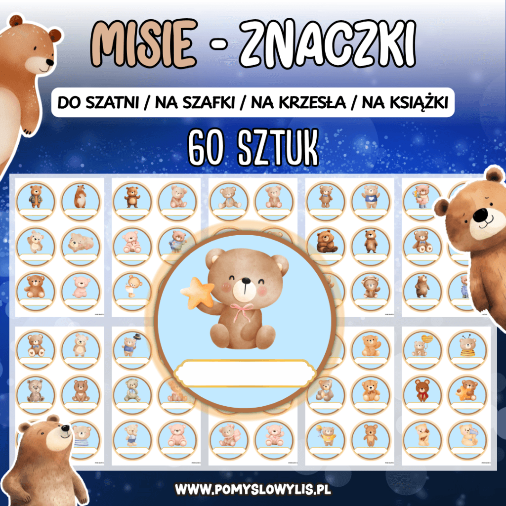 Znaczki do szatni, na szafki i krzesełka - MISIE