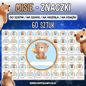 Znaczki do szatni, na szafki i krzesełka - MISIE