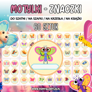 Znaczki do szatni, na szafki i krzesełka - MOTYLKI