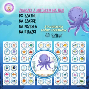 Znaczki do szatni, na szafki i krzesełka - STWORZENIA MÓRZ I OCEANÓW