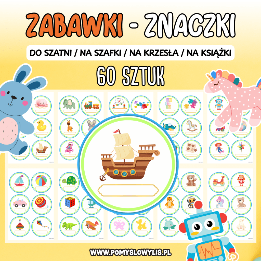 Znaczki do szatni, na szafki i krzesełka - ZABAWKI