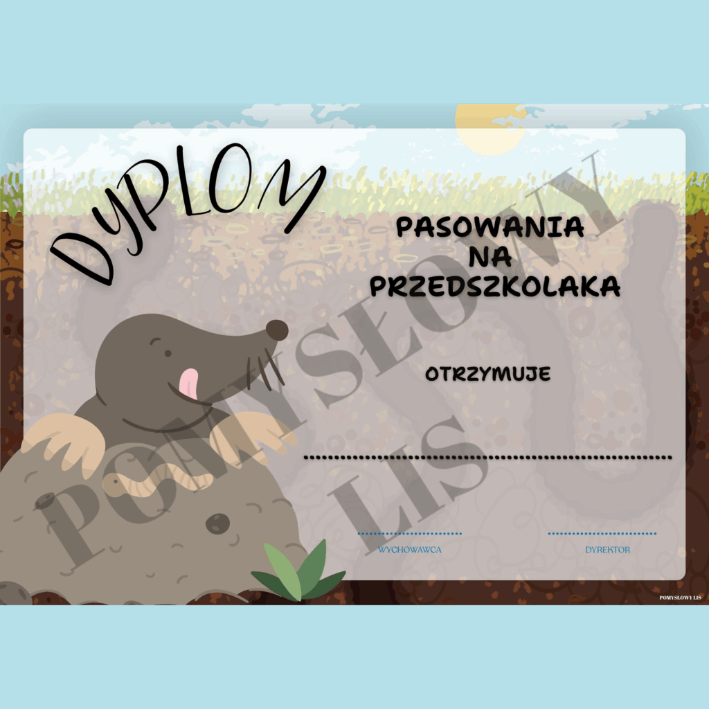 Dyplom pasowania na przedszkolaka – WZÓR NR 02