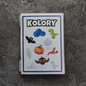 Książka edukacyjna na rzepy – Kolory | 11 plansz | 158 elementów