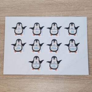 15 KRZ - Nauka liczenia pingwin - karta na rzepy