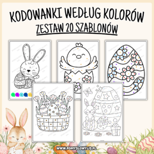 Wielkanoc – kodowanki według kolorów | 20 szablonów