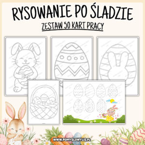 WIELKANOC - Rysowanie po śladzie | 50 kart pracy