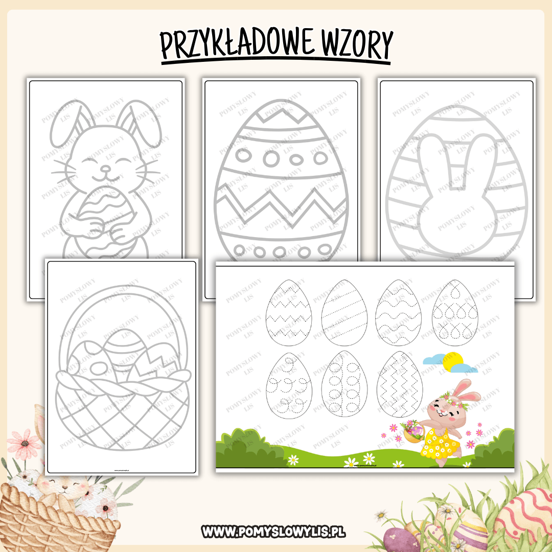 WIELKANOC - Rysowanie po śladzie | 50 kart pracy - obrazek 2