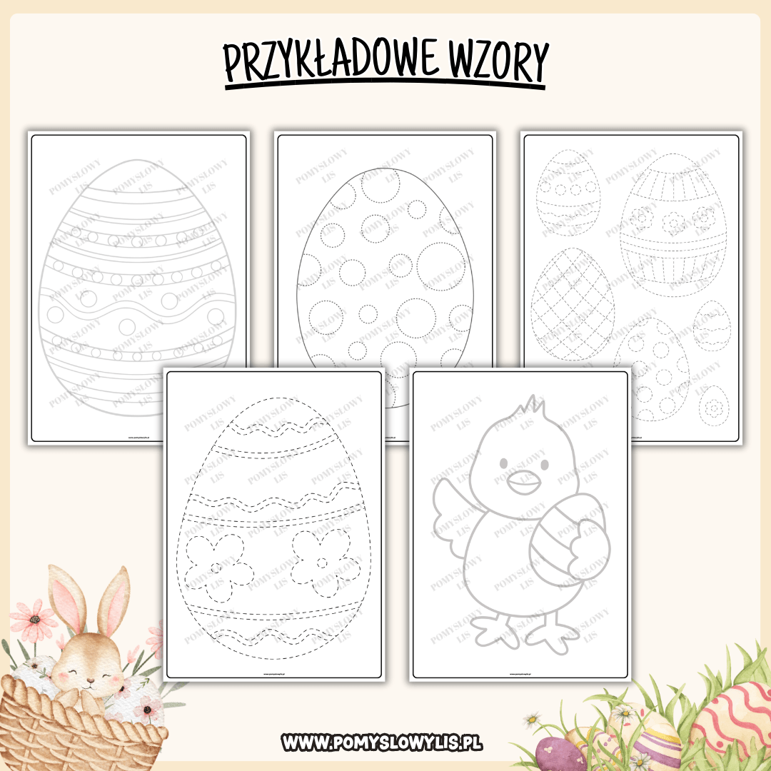 WIELKANOC - Rysowanie po śladzie | 50 kart pracy - obrazek 3