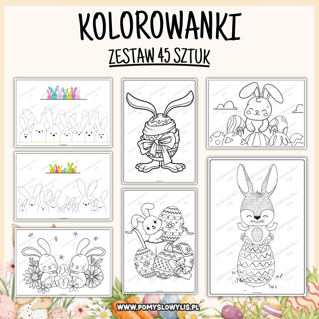 Wielkanoc – kolorowanki | 45 sztuk