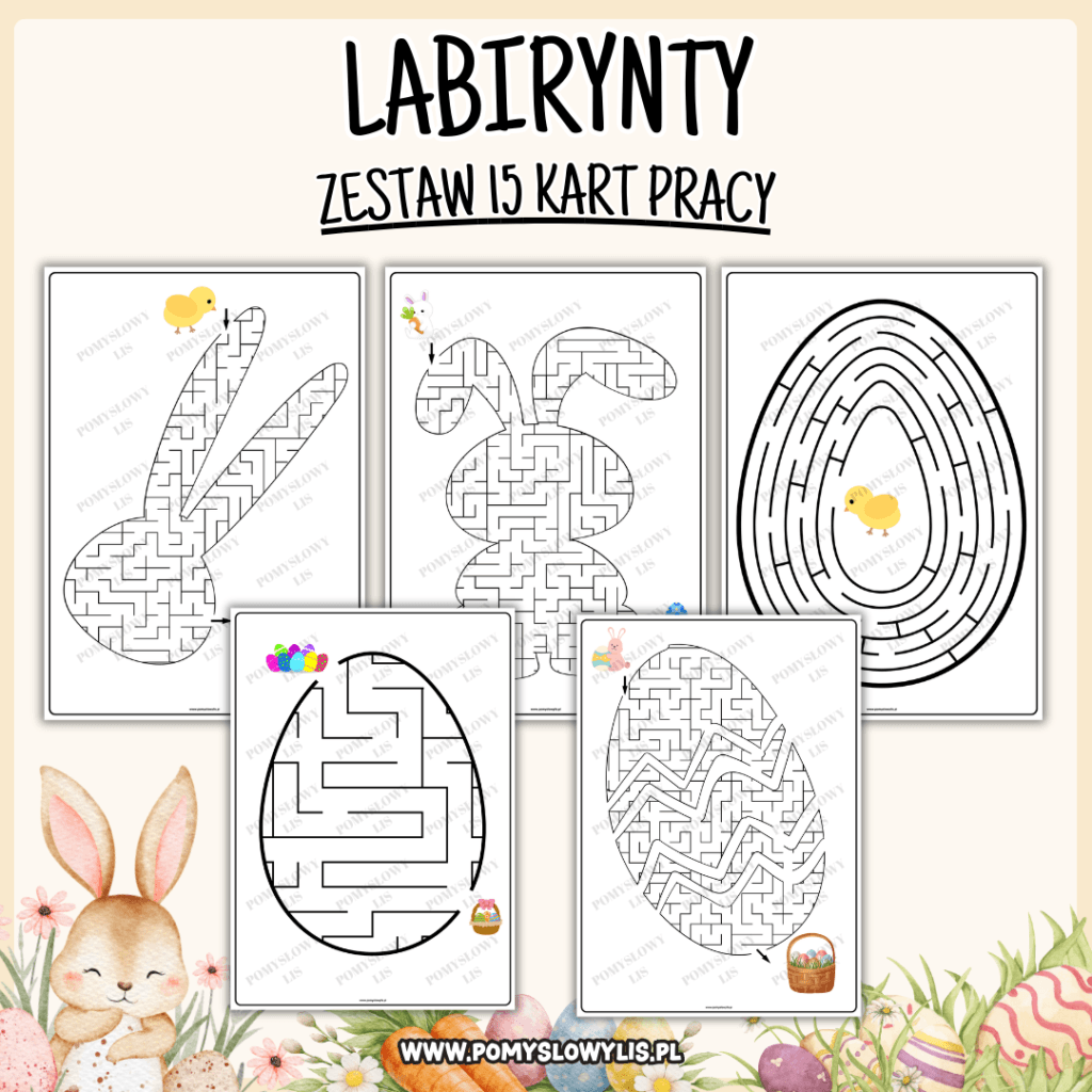 Wielkanoc – labirynty | 15 kart pracy