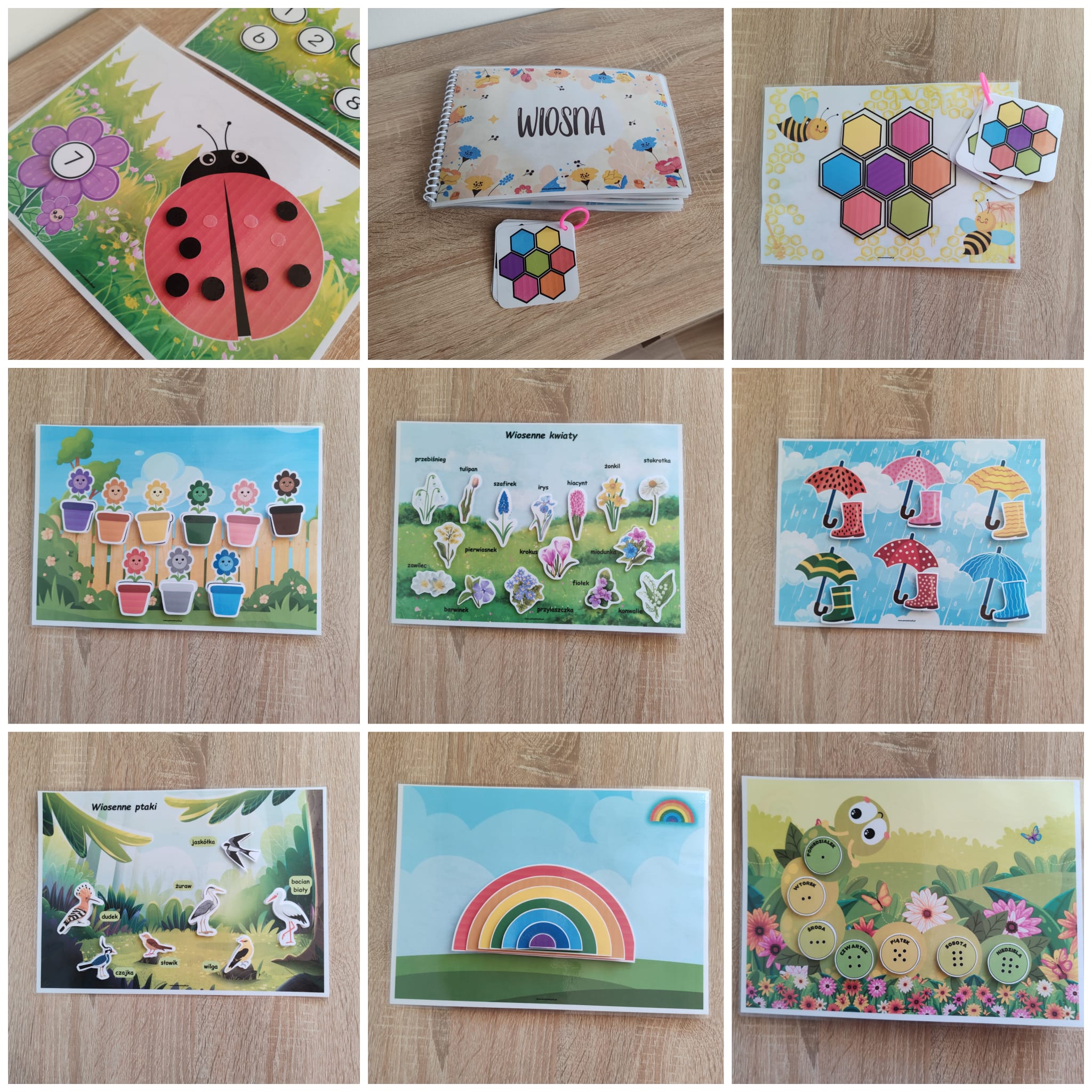 Książeczka edukacyjna na rzepy – WIOSNA | 14 stron