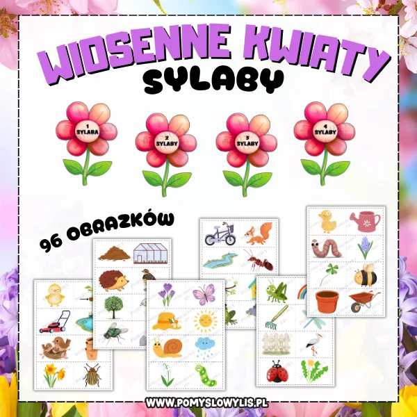 Wiosenne kwiaty – sylaby | 96 obrazków