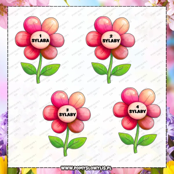 Wiosenne kwiaty – sylaby | 96 obrazków - obrazek 3