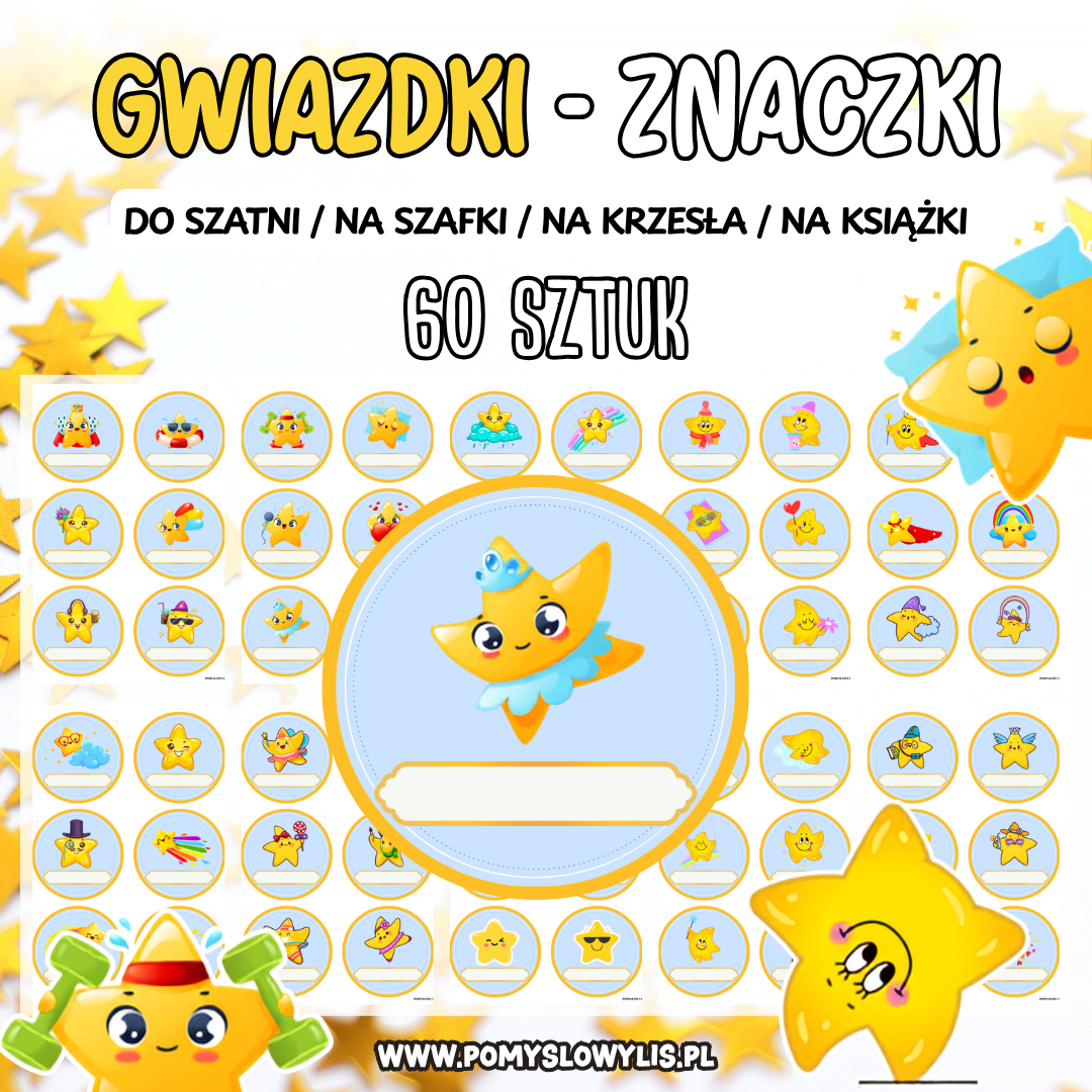 Znaczki do szatni, na szafki i krzesełka - GWIAZDKI