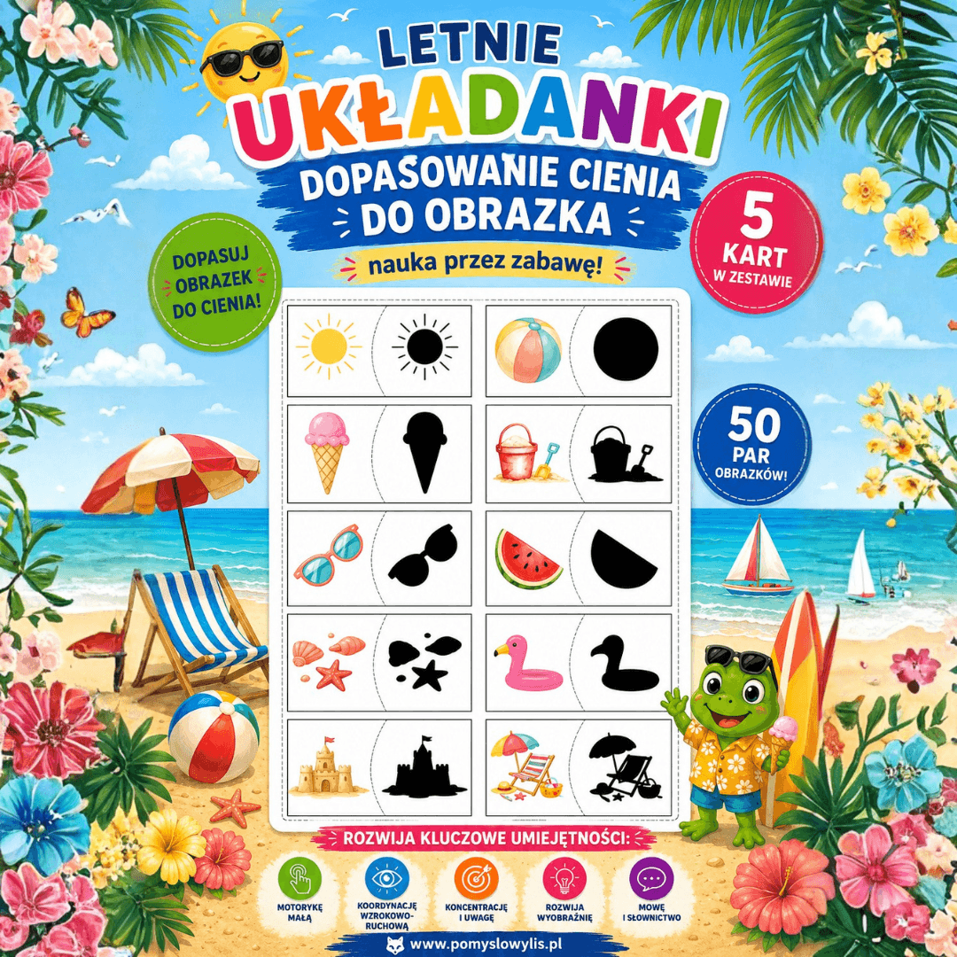 Letnie Układanki – Dopasowanie cienia do obrazka