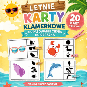 Letnie karty klamerkowe – Dopasowanie cienia do obrazka