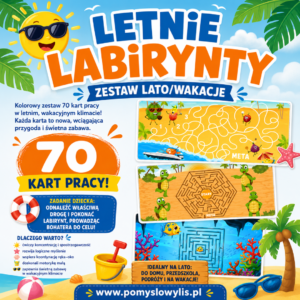 Wakacyjne labirynty | 70 kart pracy