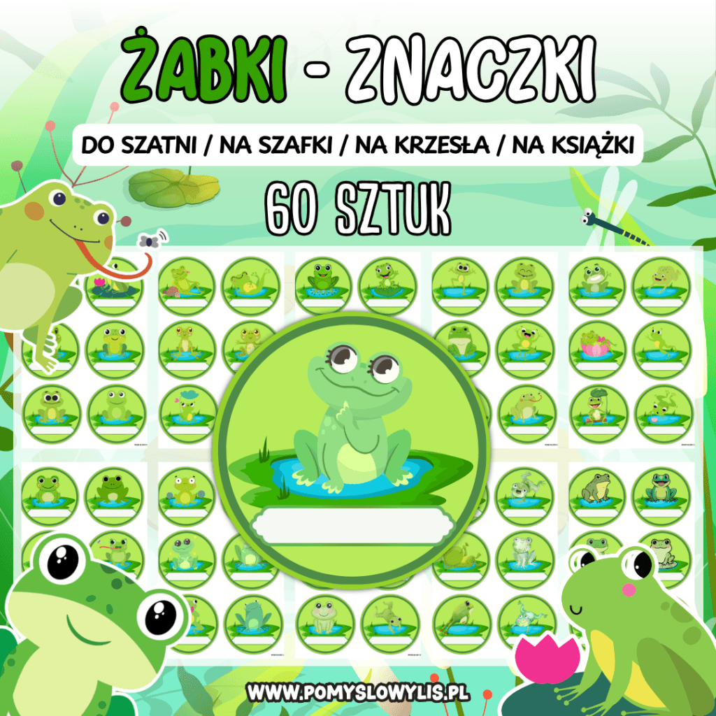 Znaczki do szatni, na szafki i krzesełka - ŻABKI