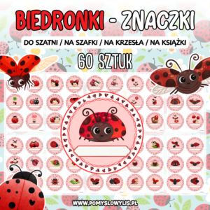 Znaczki do szatni, na szafki i krzesełka - BIEDRONKI