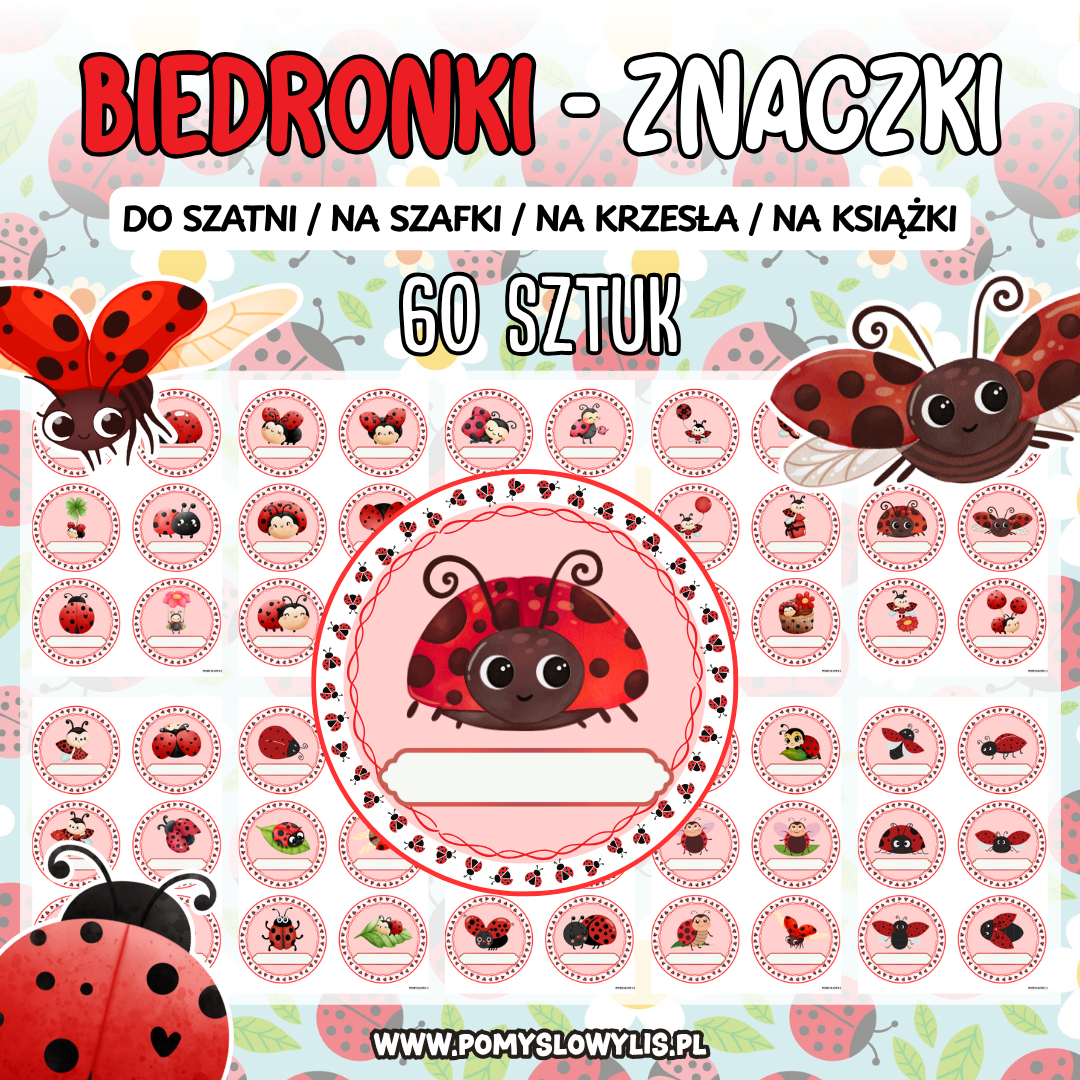 Znaczki do szatni, na szafki i krzesełka - BIEDRONKI