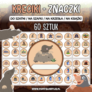 Znaczki do szatni, na szafki i krzesełka - KRECIKI