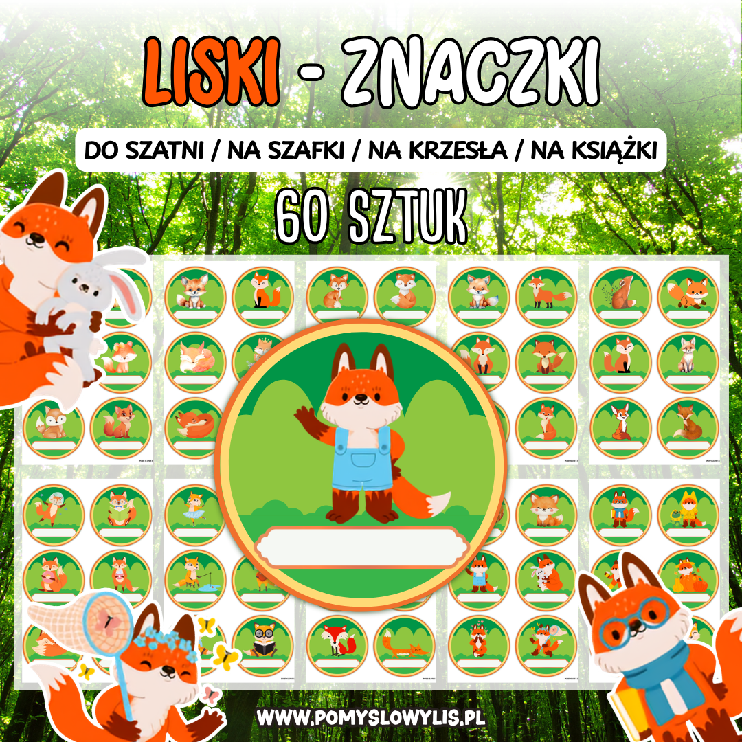 Znaczki do szatni, na szafki i krzesełka - LISKI