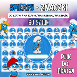 Znaczki do szatni, na szafki i krzesełka - SMERFY (WERSJA WORD DO EDYCJI)