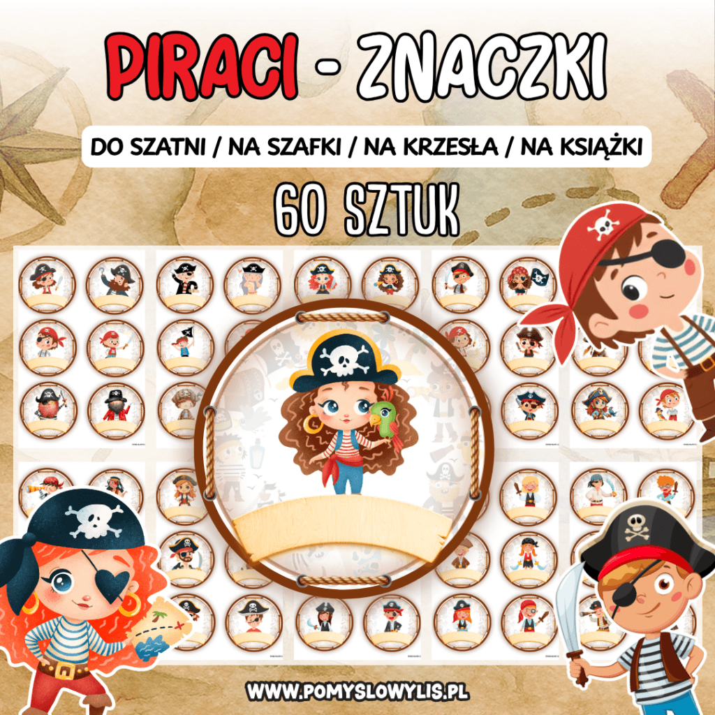 Znaczki do szatni, na szafki i krzesełka - PIRACI