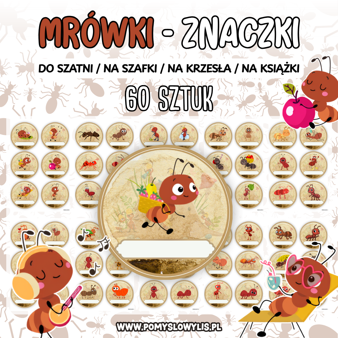 Znaczki do szatni, na szafki i krzesełka - MRÓWKI