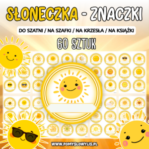 Znaczki do szatni, na szafki i krzesełka - SŁONECZKA