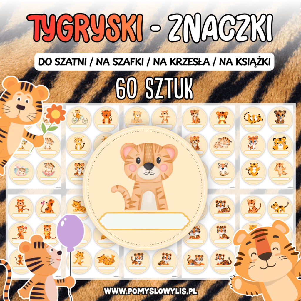 Znaczki do szatni, na szafki i krzesełka - TYGRYSKI