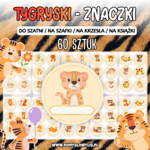 Znaczki do szatni, na szafki i krzesełka - TYGRYSKI