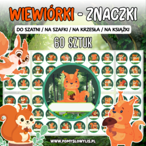 Znaczki do szatni, na szafki i krzesełka - WIEWIÓRKI