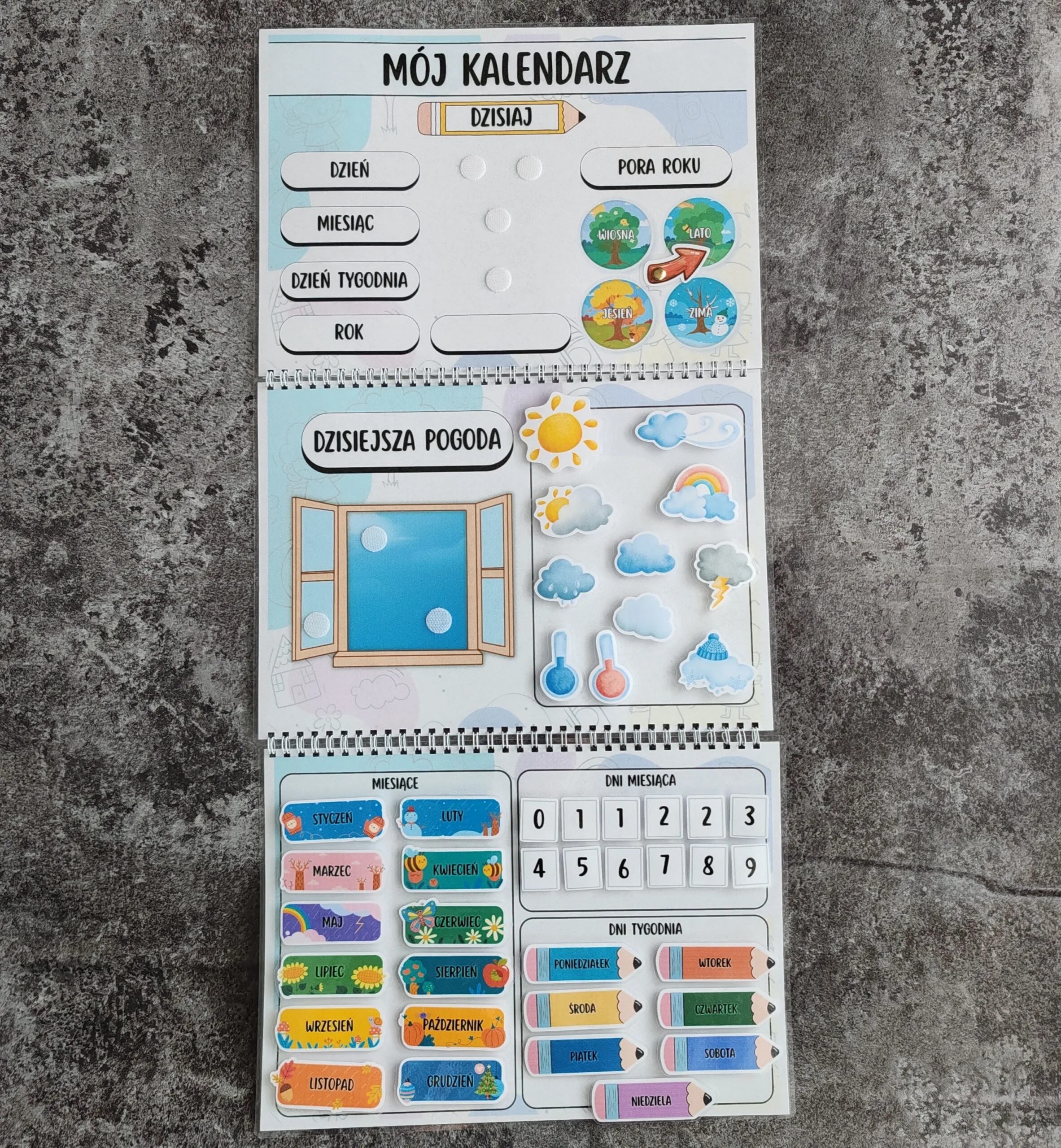 Kalendarz edukacyjny - zestaw na rzepy