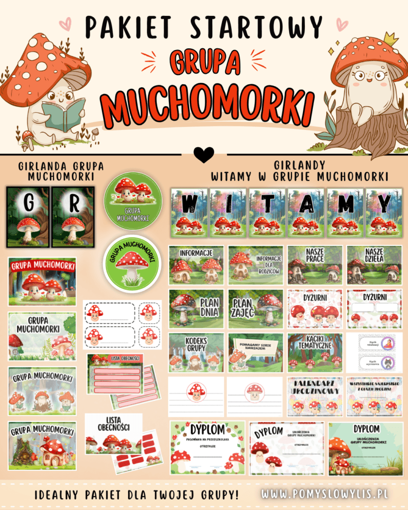 Grupa MUCHOMORKI - Pakiet startowy z motywem grupy