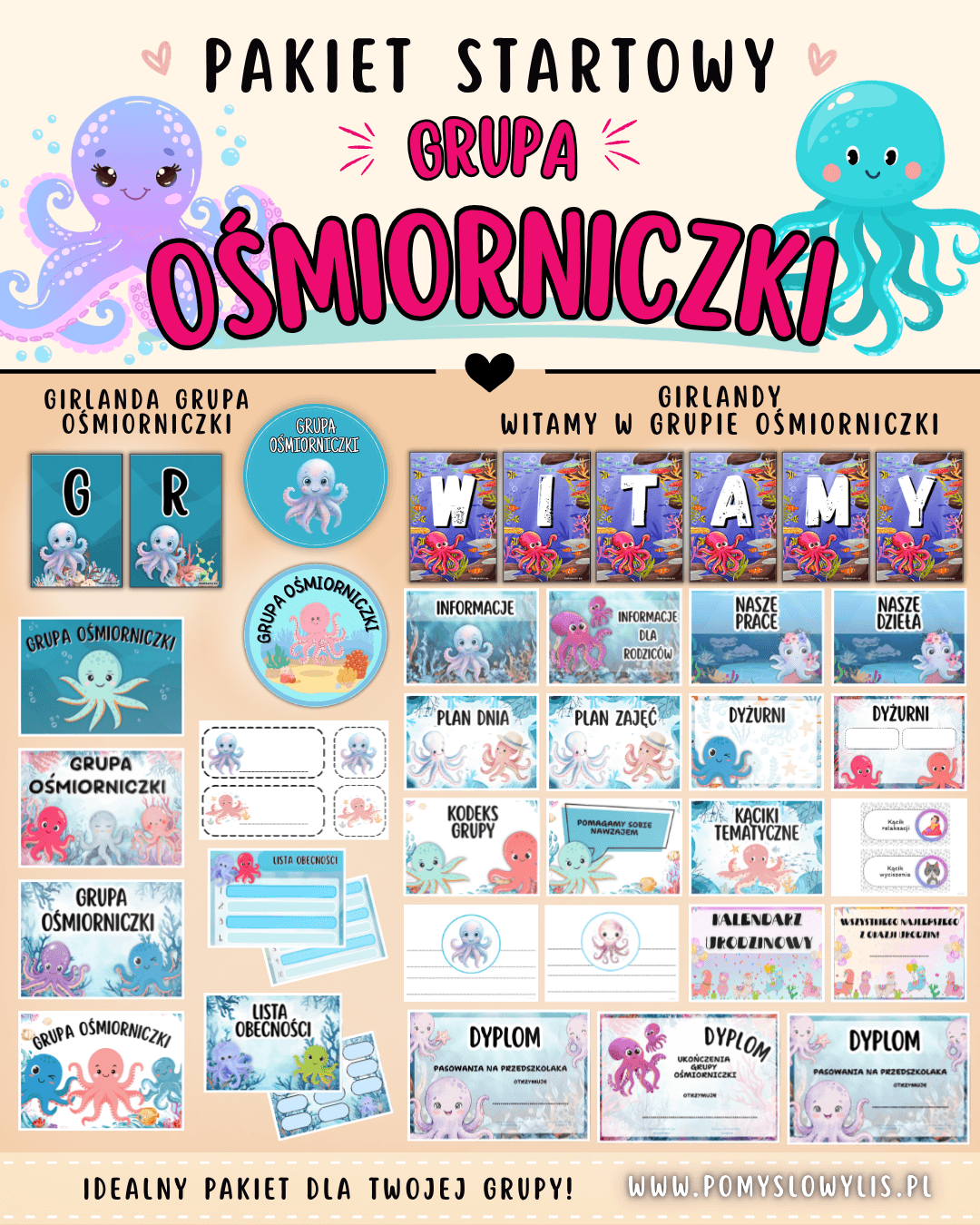 Grupa OŚMIORNICZKI - Pakiet startowy z motywem grupy