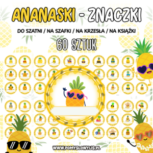Znaczki do szatni, na szafki i krzesełka - ANANASKI